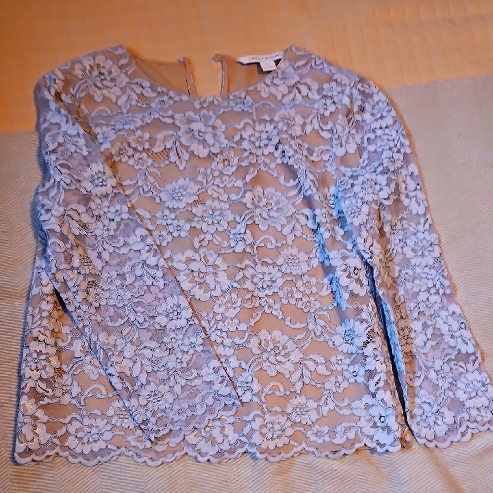 Diane Von Furstenberg Blue Lace Blouse